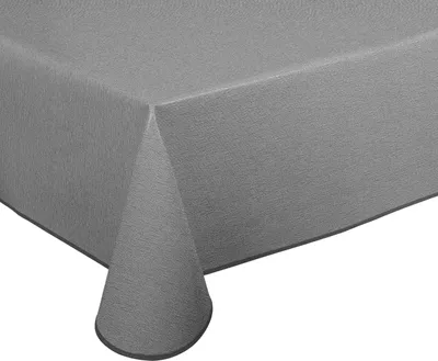 Produktbild von Wachstuch Tischdecke abwischbar rutschfest mit Paspelband Eckig Rund,Leinenstruktur Grau, (Eckig160x130cm)