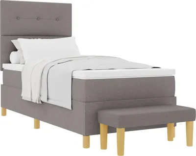 Immagine prodotto di Letto boxspring con testiera VidaXL, color taupe, 190 x 90 cm, tessuto