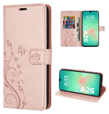 Produktbild von Handy Tasche für Samsung Galaxy A26 5G Hülle Handyhülle Klapphülle Wallet Case in Rosegold