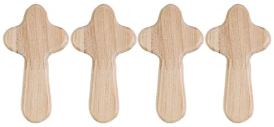 4er-Set handgehaltene Holzkreuze aus Olivenholz