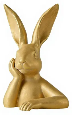 Produktbild von Osterhasenfigur aus Gold, 3D-gedruckt, nachdenklicher Hasen, Vintage-Tischdekoration für den Frühling, Kaminsims oder als Mittelpunkt