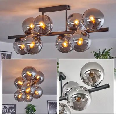 Produktbild von Fossobiubo Deckenlampe aus Metall/Glas in Schwarz/Rauchfarben