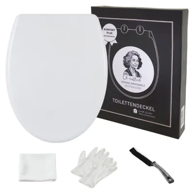 Produktbild von G.mütlich Toilettendeckel mit Absenkautomatik, Antibakterieller WC-Sitz Urea Duroplast, Abnehmbare Klobrille inkl. Montage-Reinigungskit