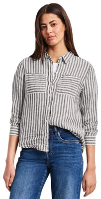 Productafbeelding van Street One langarmhemdblouse van linnen, espressobruin, maat 46
