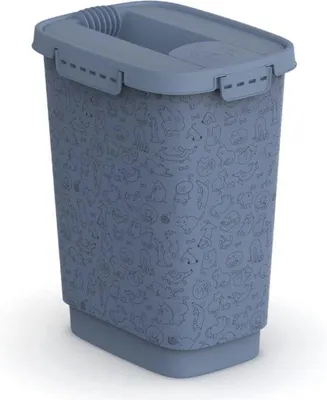 Obrázek produktu pro Plastová nádoba na krmivo (PP), 10 l, modrá, bez BPA, s víkem, 10 l, 24,3 x 17,9 x 32,2 cm