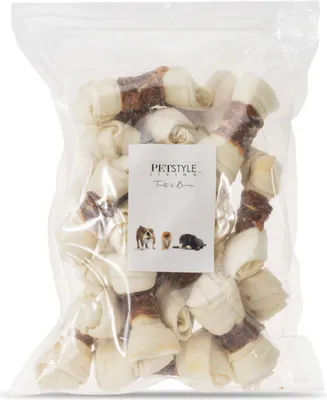 Produktbild von Petstyle Living Geknoteter Kauknochen mit Ente - Hundesnack - 20 Stück - 10-11cm