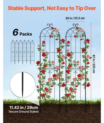 Image de Structure d'escalade métallique, 6 pièces - 220 x 52,5 cm - Noire - Support pour plantes