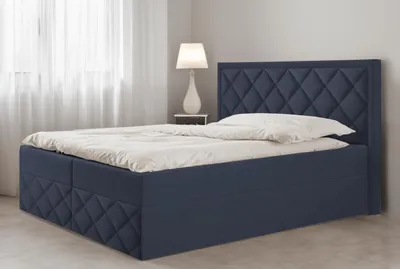 Produktbild von Bett, Boxspringbett DORMI 3, mit Bonnel-Matraze, OHNE Topper, Federkern, Doppelbett, Stauraum, 180x200 cm, (Dunkelblau - Itaka 11)
