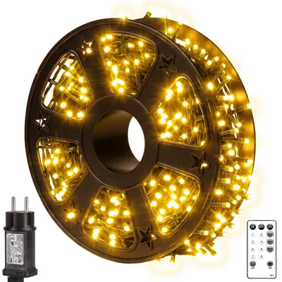 Lichtkette 50 m, 500 LED, warmweiß, IP44, 8 Modi, Timer