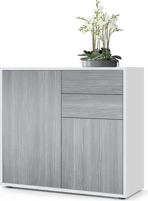 Produktbild von Vladon Sideboard Ben,  Germany, Kommode mit 2 Türen und 2 Schubladen, Weiß matt/Avola-Anthrazit (79 x 74 x 36 cm)