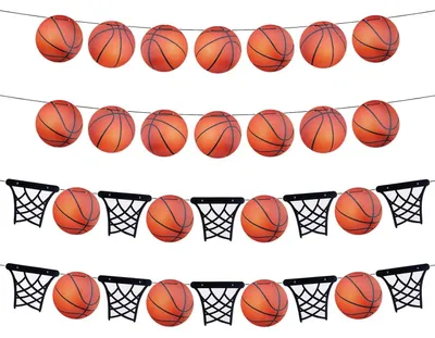Productafbeelding van Basketbal Feestdecoraties - Sport Banners - Feest Aankleden - Klaar voor Gebruik - 4 Stuks - Oranje Zwart