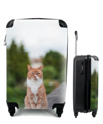 Produktbild von MuchoWow® Koffer Handgepäck Trolley Rollkoffer Kleine Reisekoffer mit 4 Rollen - Katze - Balkon - Wald - Mädchen - Kinder - Jungen - Kinder - Cabin Size < 55x40x23 cm & 55x40x20 cm - Kinderkoffer - Kabinenkoffer - Boardgepäck - Reise-Box - Reisekoffer - Reisegepäck - Koffer mit Bild - Trolley für Kinder