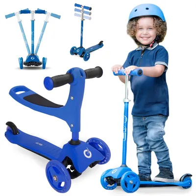 Produktbild von Evo Adjustable 3-Räder Kinderroller 2in1 Cruiser mit Sitz Blau