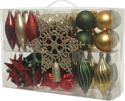 Produktbild von Christbaumkugeln bunt mit Spitze, 60er Set, 6-12,5 cm