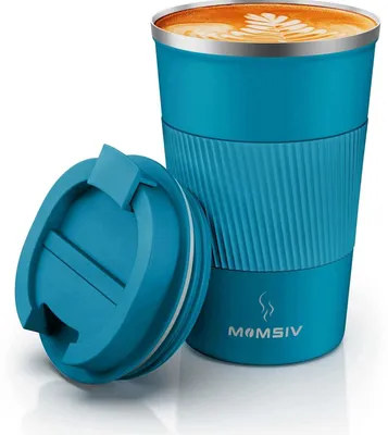 Produktbild von Isolierter Edelstahl-Thermobecher 380ml Blau Doppelwandig