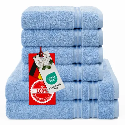 Produktbild von Hammetex Handtücher Set 6-teilig – 2 Badetücher 70x140 cm, 4 Handtücher 50x100 cm, 100% Baumwolle,