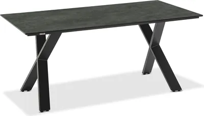 Produktbild von Gartentisch Noha 160x95 Tischplatte HPL Graphit X-Gestell Aluminium Anthrazit