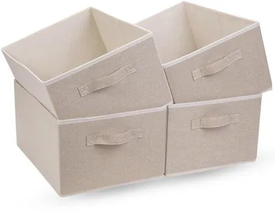 Zdjęcie produktu dla Składana torba materiałowa, zestaw 4 sztuk, beżowa