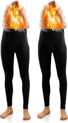 Image de Culotte thermique longue pour hommes, couleur noire, lot de 2, taille XL