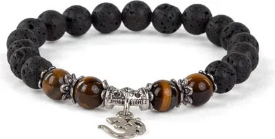 Produktbild von Mala Armband mit Lavastein und Tigerauge, Modeschmuck