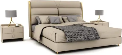 Produktbild von Hellbeiges Doppelbett Luxus Schlafzimmer Betten Modernes Bett Design