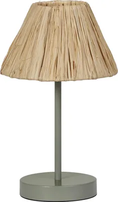 Produktbild von OSRAM Tischleuchte Decor Raffia grün-braun aus Bast und Metall, E27, 200 mm Durchmesser, Leuchtenschirm aus recyceltem Material, nachhaltig durch austauschbare Lichtquelle, einfache Montage