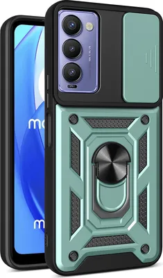 Produktbild von Hülle für Tecno Camon 18 / Camon 18 P mit Ring Ständer Halter Dia Kameraschutz TPU PC Hybrid Handyhülle Grün