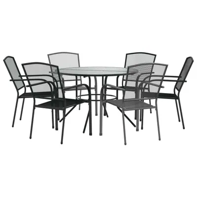 Produktbild von vidaXL Gartenstuhl-Set 7-tlg. Stapelbar Pulverbeschichteter Stahl
