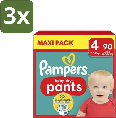 Produktbild von Pampers – Windelhosen – Baby Trockenhosen Größe 4 – 90 Windeln - Vorteilspack - 3 Stücke