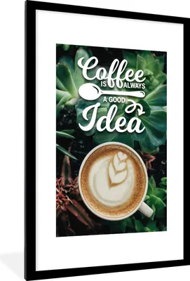 Produktbild von MuchoWow® MuchoWow® Gerahmtes Poster Kaffee - Zitate - Sprichwörter - Kaffee ist immer eine gute Idee 60x90 cm - Poster mit zchwarzem Bilderrahmen - Dekoration - Wandposter Wohnzimmer - Hochwertig