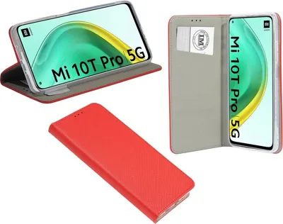 Produktbild von Buch Tasche "Smart" für XIAOMI Mi 10T PRO Handy Hülle Etui Brieftasche Schutzhülle mit Standfunktion, Kartenfach Rot