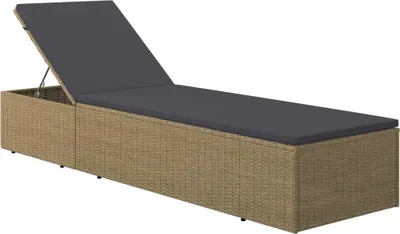 Produktbild von vidaXL Sonnenliege Poly Rattan Braun und Dunkelgrau