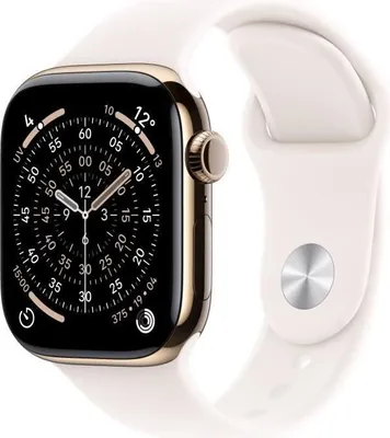 Produktbild von Apple Watch Series 11 GPS + Cellular, 46mm, Gold Titanium Gehäuse, Light Blush Sport Band M/L