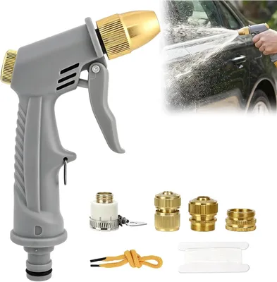 Imagen del producto de Manguera de jardín con pistola de pulverización de alta presión, con ajuste continuo, con conexión rápida, para riego de jardines