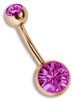 Produktbild von Bauchnabelpiercing Stecker 1,6 x 10 mm mit 5/8 mm Steinkugeln in pink, aus 316l Stahl Rose Gold