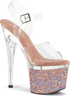 Produktbild von ESTEEM-708LG Damen Sandale von Pleaser, Transparent Roségold , EU 36, US 6