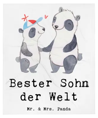 Produktbild von Mr. & Mrs. Panda Kuscheldecke Panda Bester Sohn der Welt - Weiß - Geschenk, Familie, Sohnemann, Decke, Kuschelige, Winterdecke, Vater, Bub, Geschenkidee, Plaid, Bube