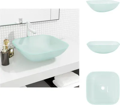 Produktbild von vidaXL Waschbecken Glas 42x42x14 cm Matt - Badezimmer-Waschbecken
