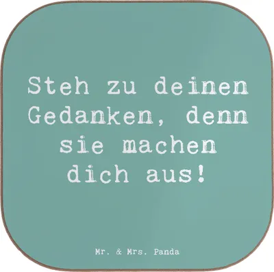 Produktbild von Mr. & Mrs. Panda Tassenuntersetzer Spruch Mutig zu seinen Meinungen stehen - Meeresbrise - Geschenk, Zuversicht, Steh deinen Gedanken, Vertrauem, zeigen, sein, Mutmacher