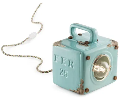 Produktbild von Handbemalte Tischlampe im Vintage-Design, aus Eisen und Keramik, Industrial TA - Hellblau