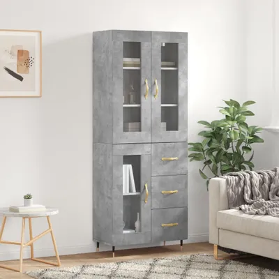 Obrázek produktu pro vidaXL Highboard concrete grey 69,5x34x180 cm odvozený dřevěný výrobek