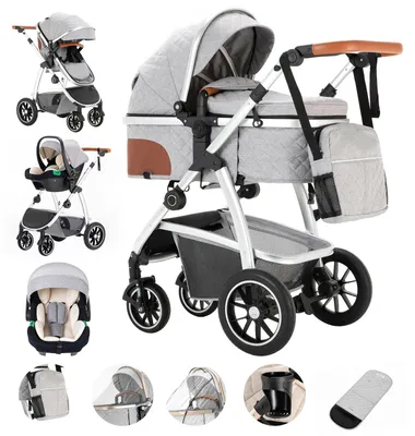 Productafbeelding van Babywagen, verstelbare handgreep, muggennet, kleur: SK20-LICHTGRAU