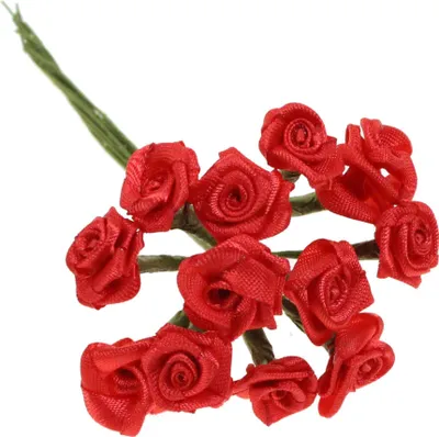 Produktbild von 144 Diorröschen 15mm Satinröschen 10cm Stiel Hochzeit Deko Rosen Röschen Seidenröschen, Farbe:rot