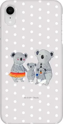 Produktbild von Mr. & Mrs. Panda Iphone XR Handyhülle Koala Familie - Grau Pastell - Geschenk, Premium Kunststoff, Papa, Family, Kinder, Koalas, Muttertag, Handy Case