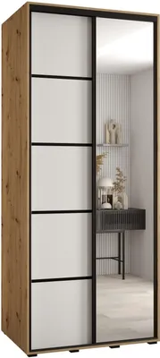 Produktbild von MEBLE KRYSPOL Davos 5 Schrank, zwei Türen - 235,2x120x60 cm - Artisan Weiß Schwarz