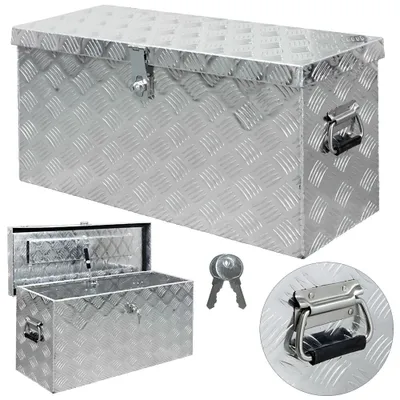 Produktbild von trucky Truckbox, Deichselbox Aluminium, Anhängerbox 15 Größen, Werkzeugkiste mit Schloss und Schlüssel, stabil und wasserdicht, Boxentyp:D080 (79 x 29 x 36 cm)