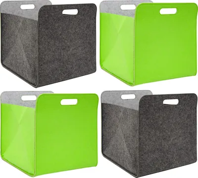 Produktbild von 4er Set Filz Aufbewahrungsbox 33x33x38cm Kallax Filzkorb Regal Box Grau Grün