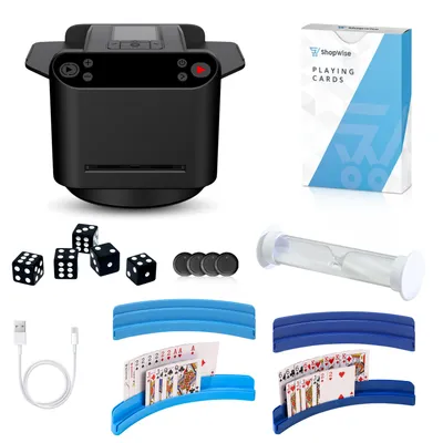 Produktbild von Automatische Kartenmischmaschine & Kartengeber – Elektrischer Kartenmischer für Poker & Spieleabende – USB-betrieben, leise & gleichmäßiges Mischen
