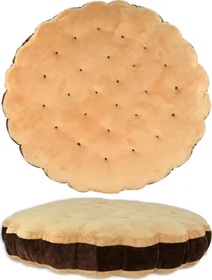 Produktbild von Schokokeks Kissen - Doppelkeks Keks Plüsch Dekokissen Sitzkissen Zierkissen 40 x 7 cm
