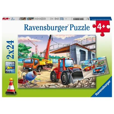 Produktbild von Ravensburger 05157 Baustelle und Autorennen 2 x 24 Teile Puzzle